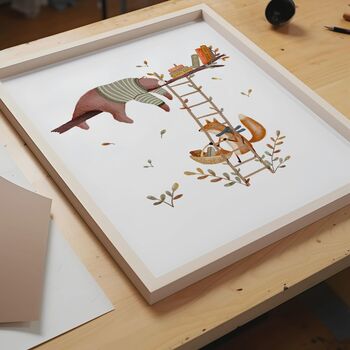 Woodland Mushroom House Animals Nursery Wall Art Set, 3 of 3