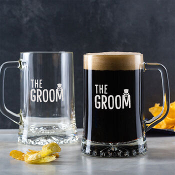 Personalised Engraved Wedding Beer Tankard For The Groom, 3 of 5