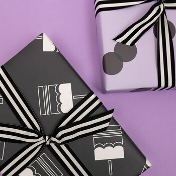 Luxury Black And White, Birthday Cake Wrapping Paper, 3 of 5