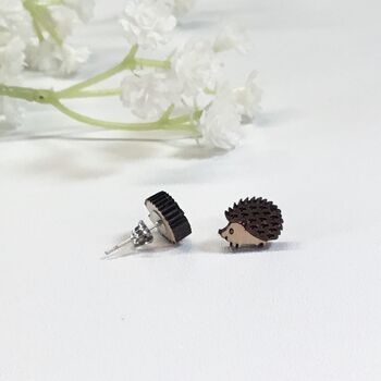 Wooden Hedgehog Stud Earrings, 4 of 4