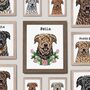 Custom Bingley Terrier Portrait Print With Flowers, thumbnail 1 of 10