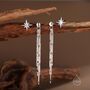 Sterling Silver Delicate Starburst Dangle Drop Stud Earrings, thumbnail 5 of 12