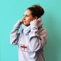 Three Lions Football England Unisex Cowl Neck Hoodie, thumbnail 5 of 6