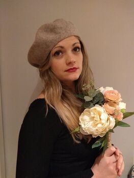 Hand Embroidered Flower Beret Hat, 3 of 5
