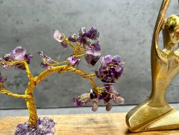 Yoga Pose Figurine With Amethyst Tree Of Life Statue Ornament Gift Sukhasana, 3 of 8