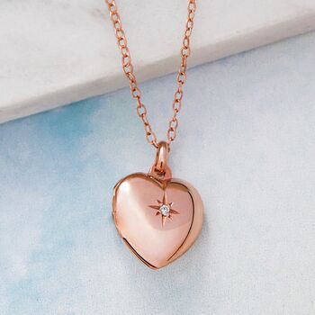 Heart Locket Rose Gold Plated Silver Necklace, 2 of 9