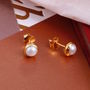 Pearl Stud Earrings In Silver Or Gold Vermeil Plated, thumbnail 1 of 5