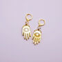 Gold Mirrored Acrylic Mystic Hand Drop Earrings, thumbnail 2 of 5