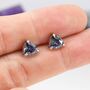 Sterling Silver 6mm Trillion Cut Mystic Black Cz Stud Earrings, thumbnail 3 of 10