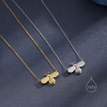 Sterling Silver Little Honey Bee Necklace, 3 of 11