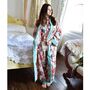 Ladies Pink Exotic Flower Print Cotton Dressing Gown, thumbnail 2 of 4
