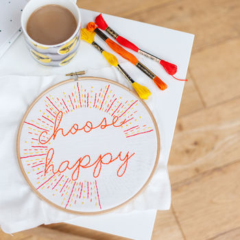Choose Happy Embroidery Hoop Kit, 4 of 5