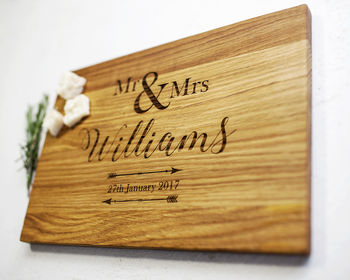 Mr And Mrs Personalised Oak Chopping Serving Board, 2 of 4