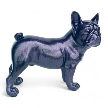 Standing French Bulldog Figurine, Purple Sparkle Finish, 4 of 7