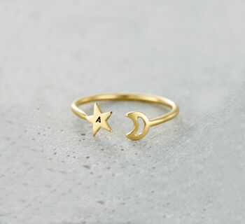 Personalised Moon And Star Open Ring, 5 of 10