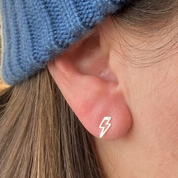 Sterling Silver Lightning Bolt Earrings In A Gift Tin, 4 of 10