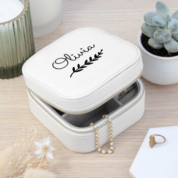 Personalised Wreath White Travel Jewellery Case, 6 of 10