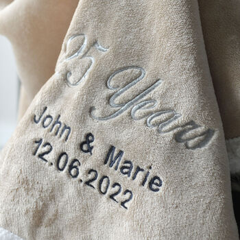 Personalised Silver Wedding Anniversary Neutral Blanket, 5 of 10