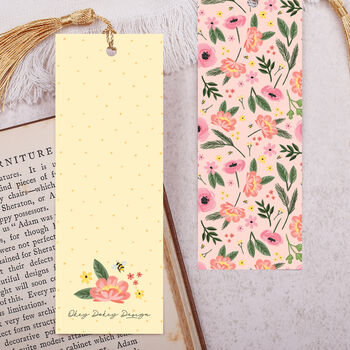 Pink Floral Bookmark With Coloured Tassel, 2 of 3