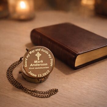 Personalised Baptism Keepsake Bronze Compass, 4 of 10