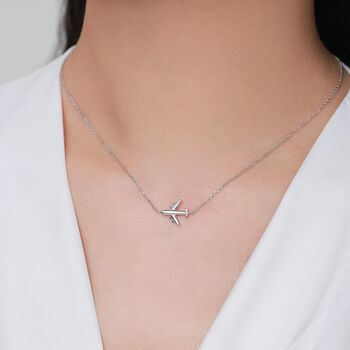 Sterling Silver Tiny Plane Pendant Necklace, 7 of 12