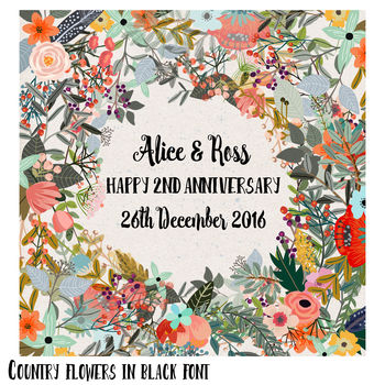 Personalised Cotton Wedding Anniversary Canvas Print, 6 of 7