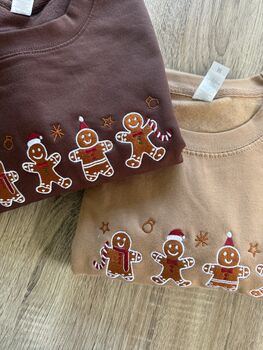 Festive Gingerbread People Embroidered Sweatshirt, 5 of 5