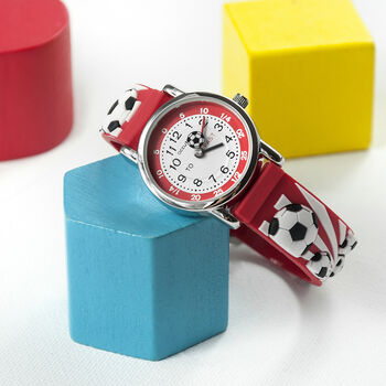 Kids Personalised Red Football Watch, 2 of 4