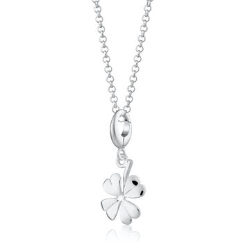Sterling Silver Four Leaf Clover Charm Necklace, 2 of 7