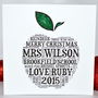 Teacher Christmas Sparkly Apple Personalised Card, thumbnail 2 of 2
