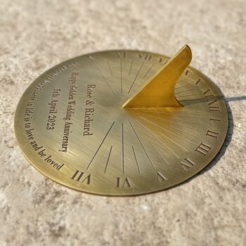 Golden Anniversary Personalised Sundial Engraved Brass, 6 of 9