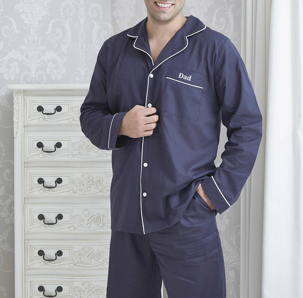 Men's Personalised Navy Cotton Pyjamas, 1 of 10