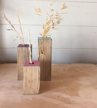 Set Of Three Wooden Vases, 4 of 6