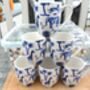 Set Of Six Aspen Mugs In Blue Safari Design, thumbnail 11 of 12