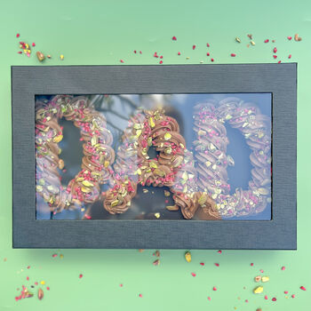 Dad Edition Raspberry And Pistachio Truffle Letter, 3 of 9