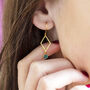 Gold Plated Rhombus Birthstone Earrings, thumbnail 2 of 11