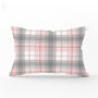 Modern Grey And Blush Pink Tartan Chenille Cushion, thumbnail 3 of 12