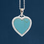 Sterling Silver Turqouise Halo Heart Necklace, thumbnail 1 of 11