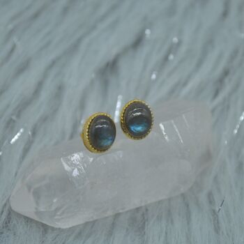 Labradorite Sterling Silver Stud Earrings, 3 of 9