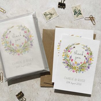 Personalised Spring Flowers Wedding Thank You Cards, 2 of 6