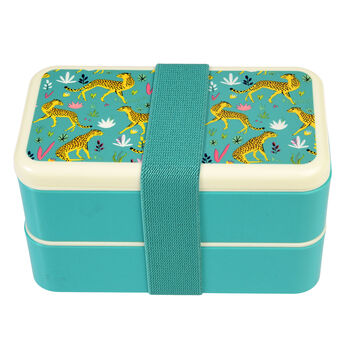 Cheetah Design Adult Bento Lunch Box With Cutlery, 4 of 5