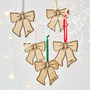 Personalised Wooden Bow Christmas Decoration, thumbnail 3 of 6