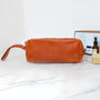 Personalised Buffalo Leather Wash Bag In Tan, thumbnail 1 of 9