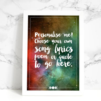 Personalised Favourite Song Lyrics Or Quote Print, 9 of 11
