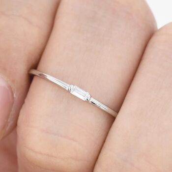 Single Baguette Cz Ring In Sterling Silver, 7 of 11