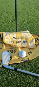 Personalised Yellow Sub Par Ine Golf Towel, 4 of 4