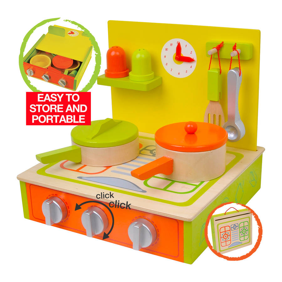 Original Wooden Kitchen Toy With Play Food 