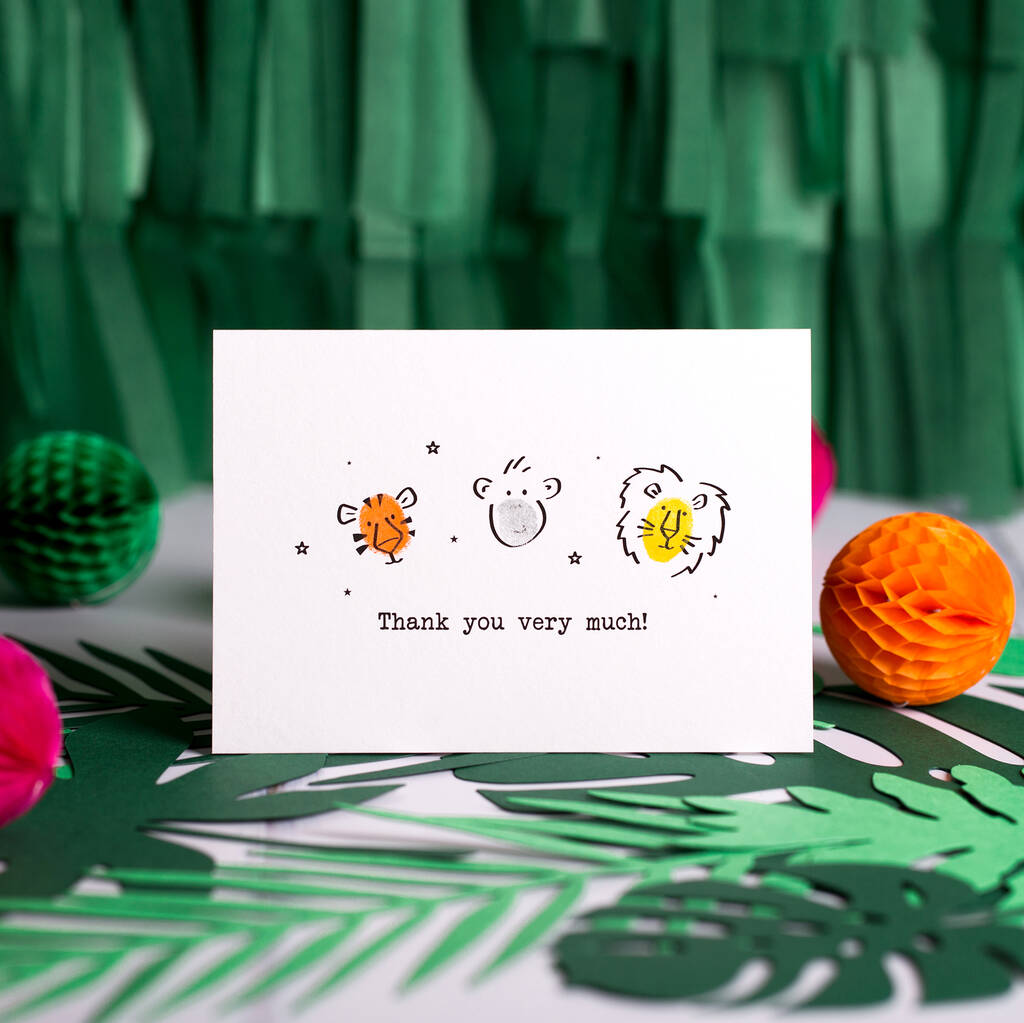 Fingerprint Jungle Animals Thank You Card Making Kit By Festive  Fingerprints 