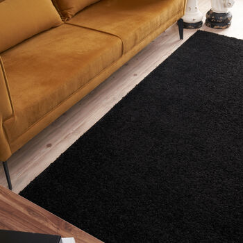 The Rugs Plain Black Shaggy Rug, 3 of 12