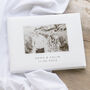 Wedding Couple Photo White Leather Guest Book, thumbnail 1 of 6